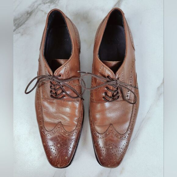 BOSS Hugo Boss Clasto Cognac Leather Wingtip Oxford Dress Shoes, Sz 8.5 main image 8